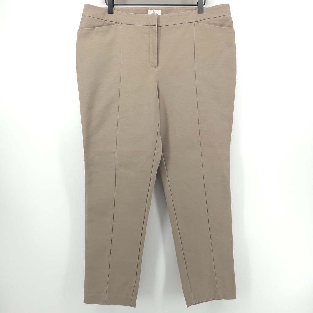 Chico's So Slimming Women Ankle Pants 2.5 (US 14) Khaki Stretch Trousers RN79984